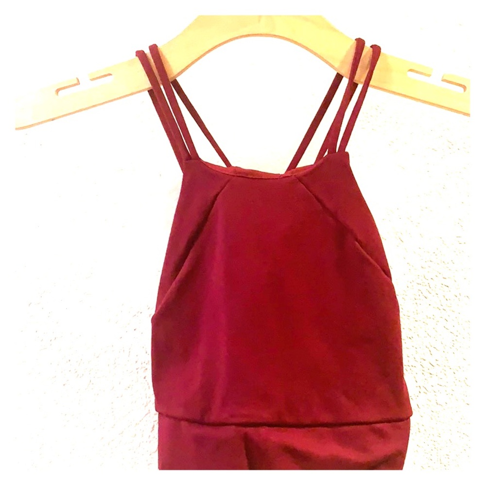 Maroon double cross back crop top